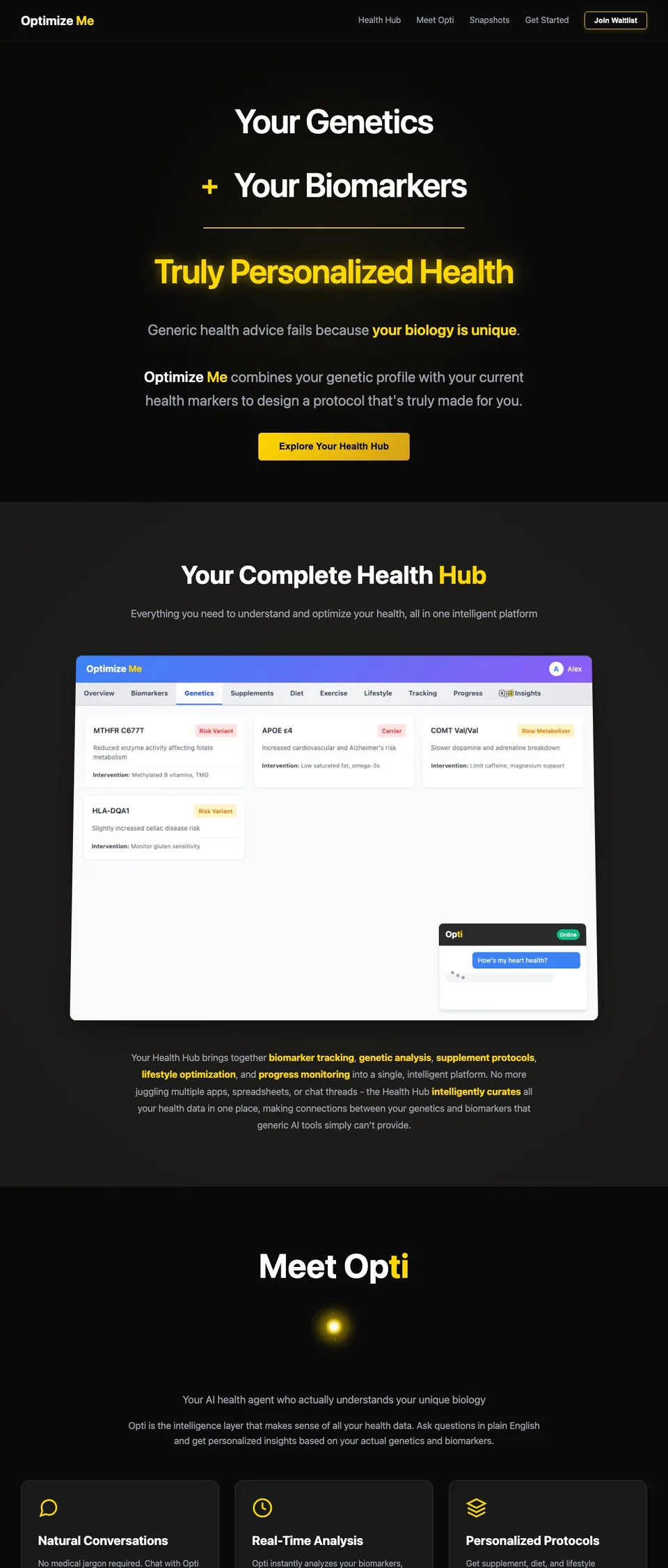 OptimizeMe.ai landing page